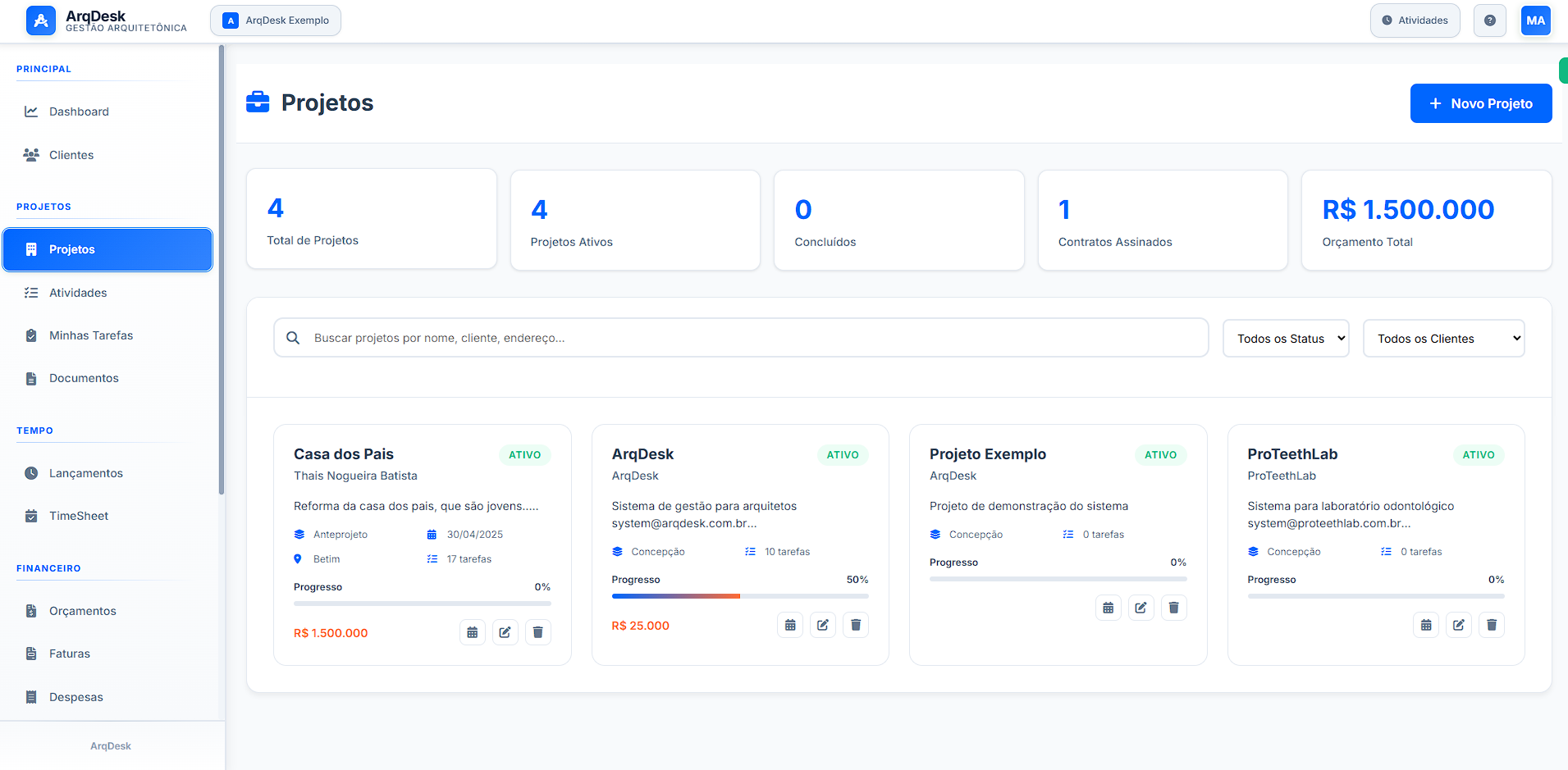 Dashboard ArqDesk